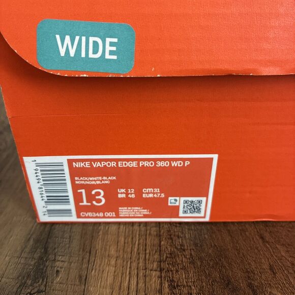 Nike Vapor Edge Pro 360 Black White Men Size 13 Wide Football Cleats CV6348-001 main image 5